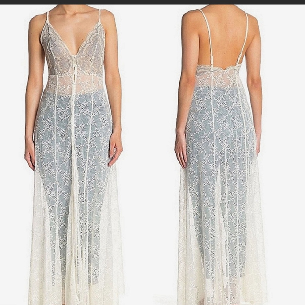 Free People NWT DRESS - lace white maxi gown
